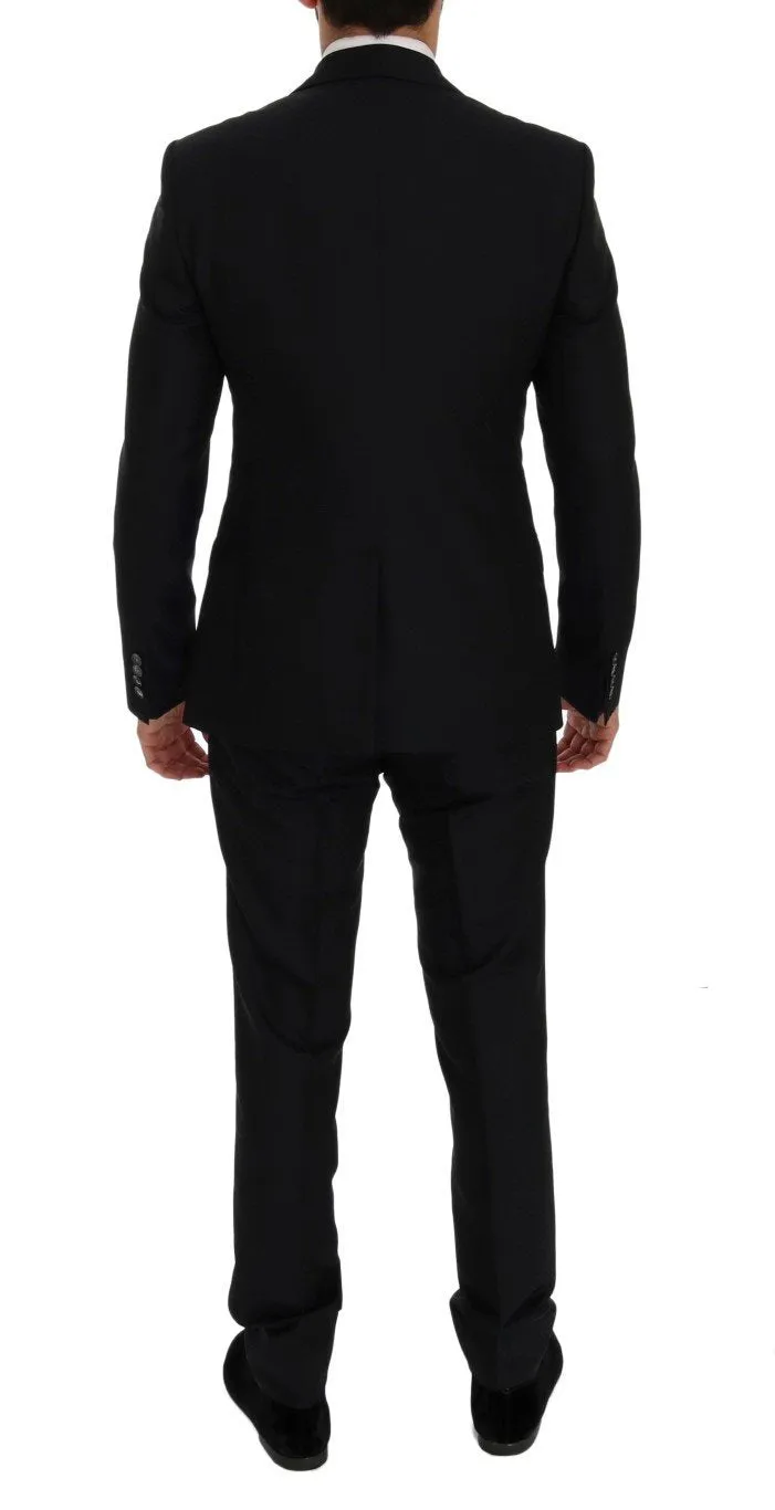 Blue Silk Wool Slim Fit 3 Piece Suit