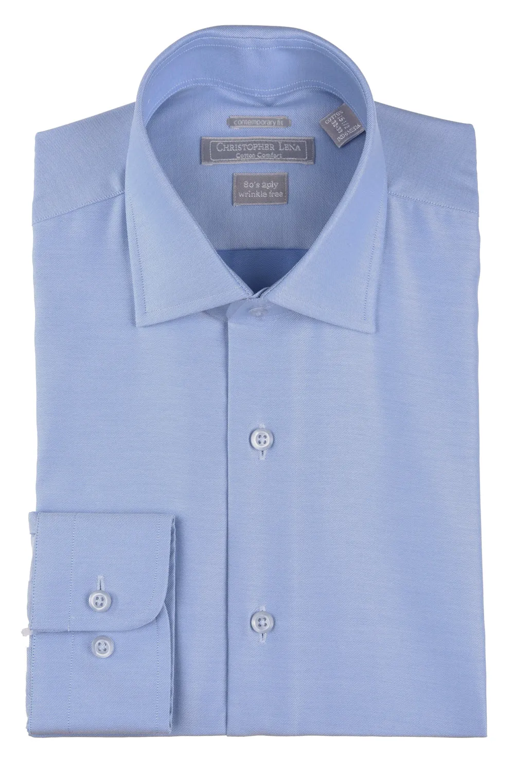 Christopher Lena - White - Dress Shirt- 100% Cotton - 80's 2-ply - Wrinkle Free - Contemporary Fit